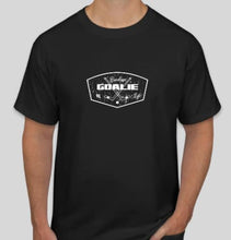 Load image into Gallery viewer, BackUp Goalie Life Black T-Shirt - White Pentagon Logo
