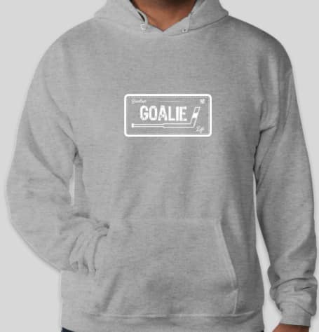 BackUp Goalie Life Grey Hoodie - White License Plate Logo